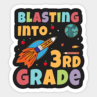 Blasting Into 3rd Grade Rocket Ship Back To School Cute Sticker